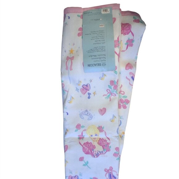 Beacon nwt vintage blanket Barbie Needlewoven twin full 70x90 USA nylon binding - Picture 1 of 3